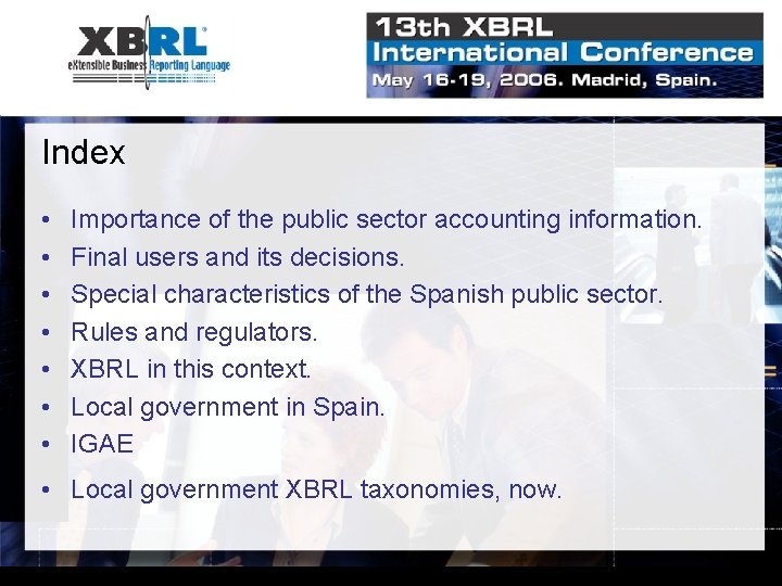 Index • • Importance of the public sector accounting information. Final users and its