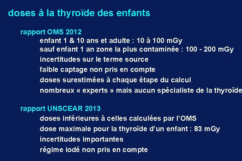 doses à la thyroïde des enfants rapport OMS 2012 enfant 1 & 10 ans