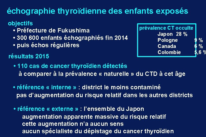 échographie thyroïdienne des enfants exposés objectifs • Préfecture de Fukushima • 300 600 enfants