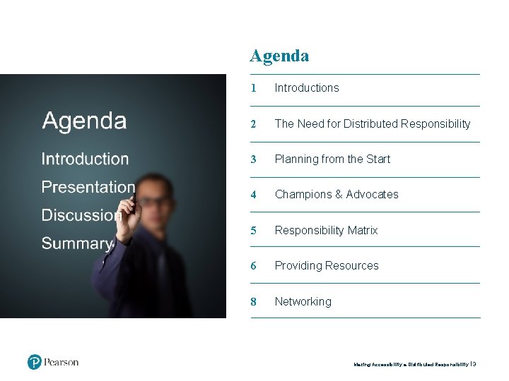 Agenda 1 Introductions 2 The Need for Distributed Responsibility 3 Planning from the Start