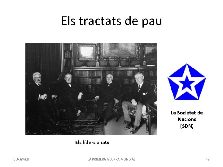 Els tractats de pau La Societat de Nacions (SDN) Els líders aliats BUXAWEB LA