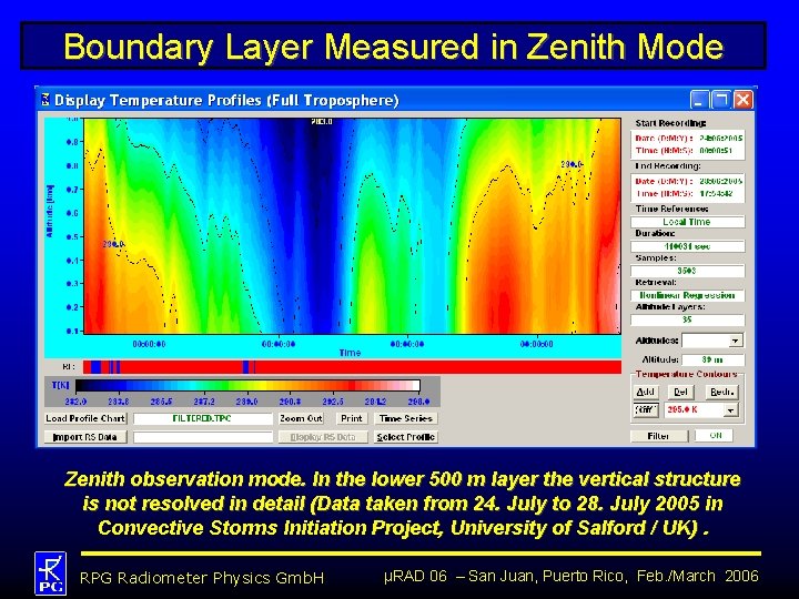 Boundary Layer Measured in Zenith Mode Zenith observation mode. In the lower 500 m