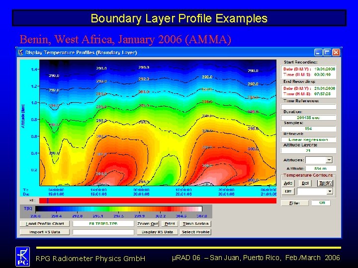 Boundary Layer Profile Examples Benin, West Africa, January 2006 (AMMA) RPG Radiometer Physics Gmb.