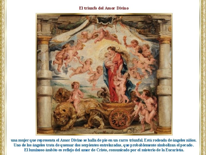 El triunfo del Amor Divino una mujer que representa el Amor Divino se halla
