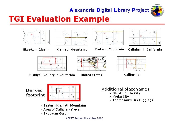 Alexandria Digital Library Project TGI Evaluation Example Skookum Gluch Klamath Mountains Siskiyou County in