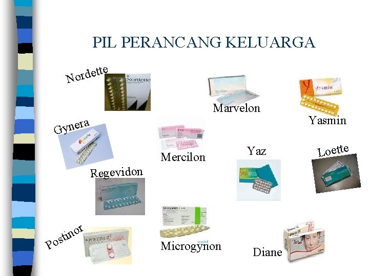 PIL PERANCANG KELUARGA te et d r o N Marvelon ra e n y