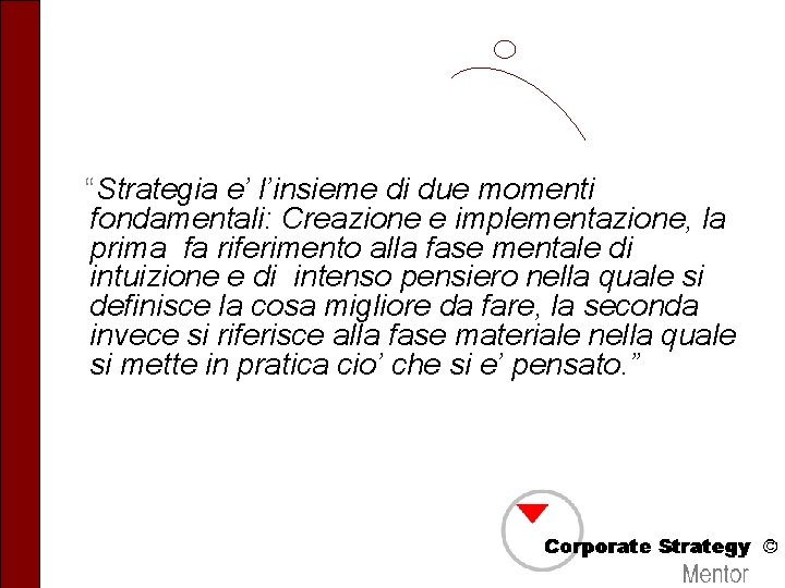 “Strategia e’ l’insieme di due momenti fondamentali: Creazione e implementazione, la prima fa riferimento