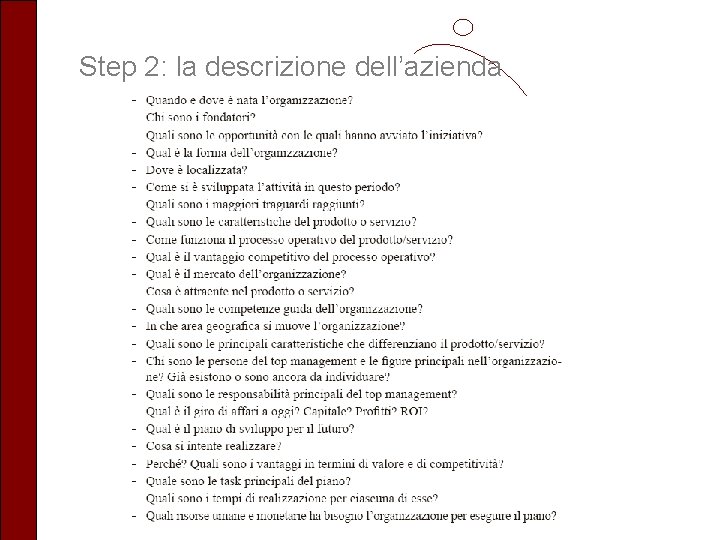 Step 2: la descrizione dell’azienda 