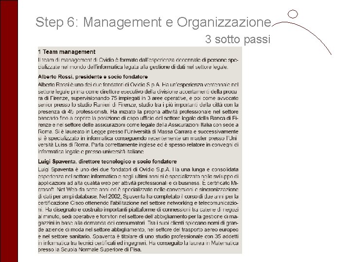 Step 6: Management e Organizzazione 3 sotto passi 