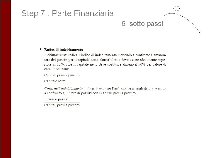 Step 7 : Parte Finanziaria 6 sotto passi 