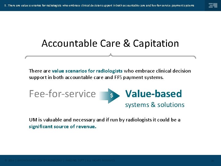 5. There are value scenarios for radiologists who embrace clinical decision support in both