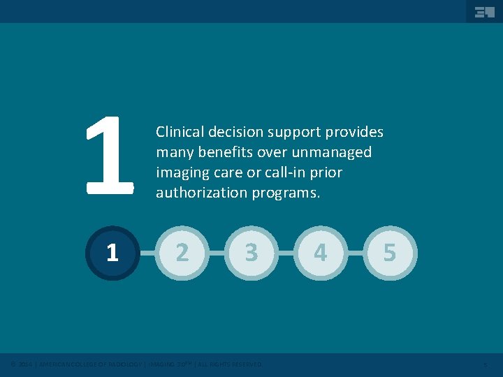 1 1 Clinical decision support provides many benefits over unmanaged imaging care or call-in