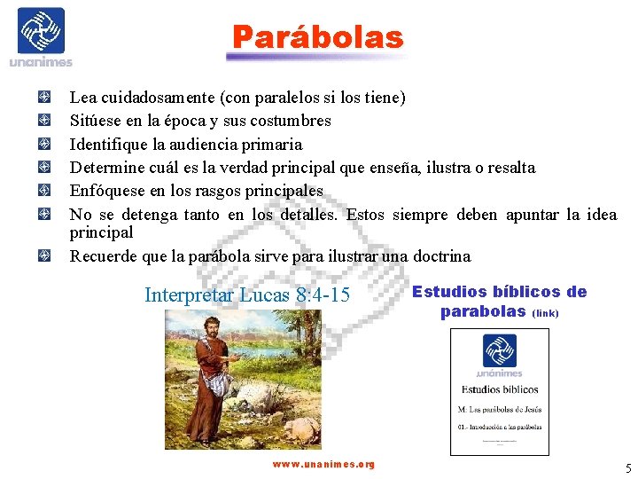 Parábolas Lea cuidadosamente (con paralelos si los tiene) Sitúese en la época y sus