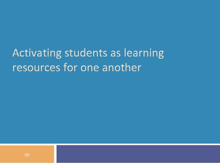 Activating students as learning resources for one another 35 