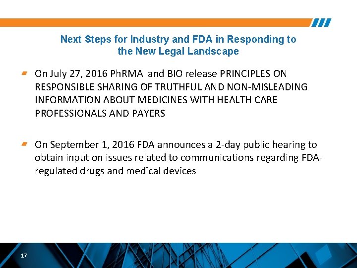 Next Steps for Industry and FDA in Responding to the New Legal Landscape On