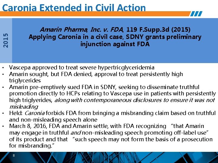 Caronia Extended in Civil Action Amarin Pharma, Inc. v. FDA, 119 F. Supp. 3