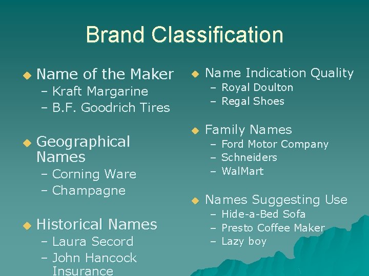 Brand Classification u Name of the Maker u – Royal Doulton – Regal Shoes