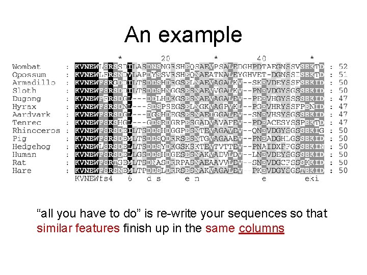 An example “all you have to do” is re-write your sequences so that similar