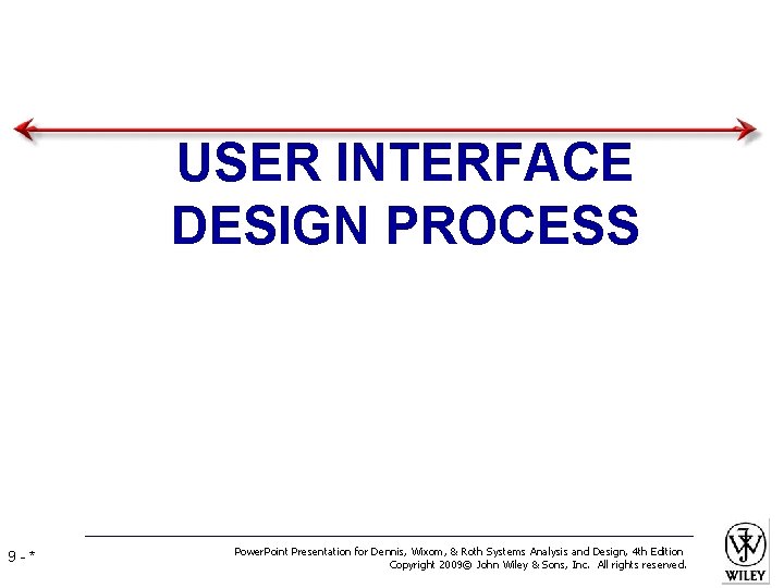 USER INTERFACE DESIGN PROCESS 9 -* Power. Point Presentation for Dennis, Wixom, & Roth