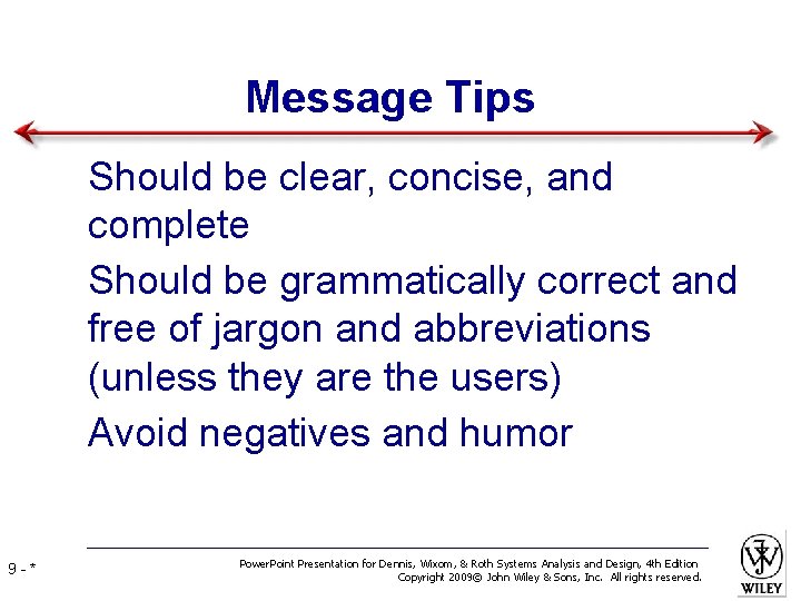 Message Tips • Should be clear, concise, and complete • Should be grammatically correct