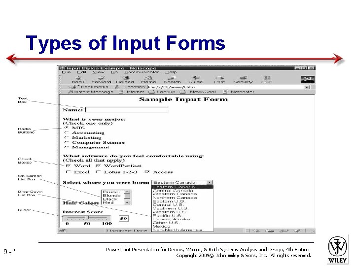 Types of Input Forms 9 -* Power. Point Presentation for Dennis, Wixom, & Roth