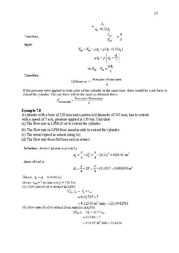 17 Example 7. 8 A cylinder with a bore of 150 mm and a 17 Example 7. 8 A cylinder with a bore of 150 mm and a