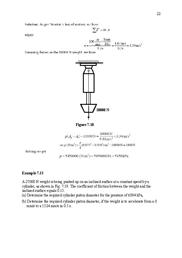 22 10000 N Figure 7. 18 Example 7. 13 A 27000 N weight is 22 10000 N Figure 7. 18 Example 7. 13 A 27000 N weight is