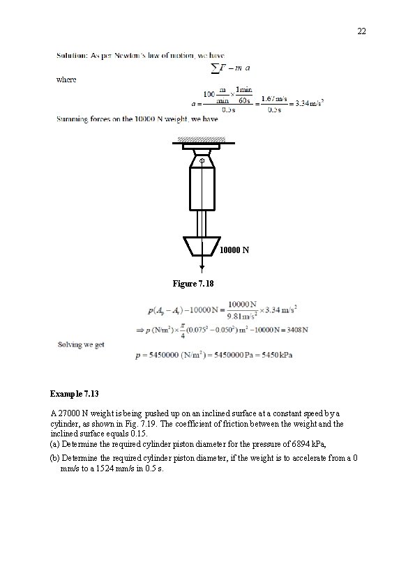 22 10000 N Figure 7. 18 Example 7. 13 A 27000 N weight is