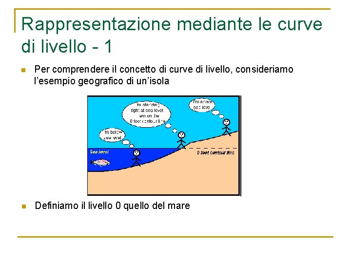 Rappresentazione mediante le curve di livello - 1 n Per comprendere il concetto di