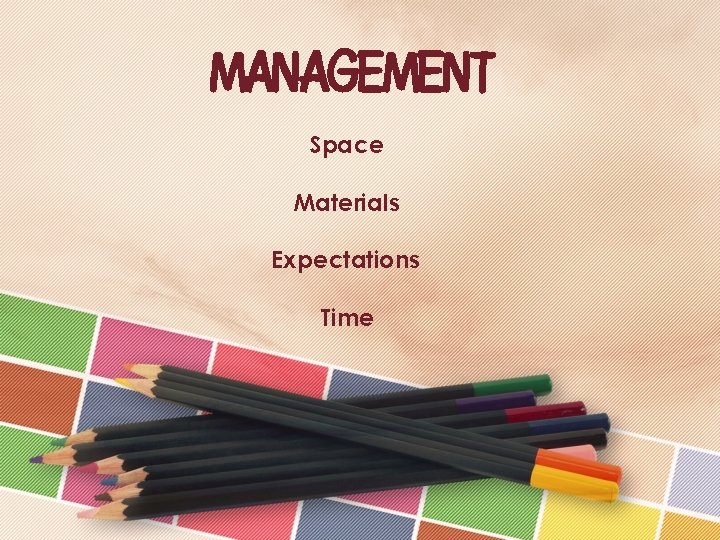 MANAGEMENT Space Materials Expectations Time 