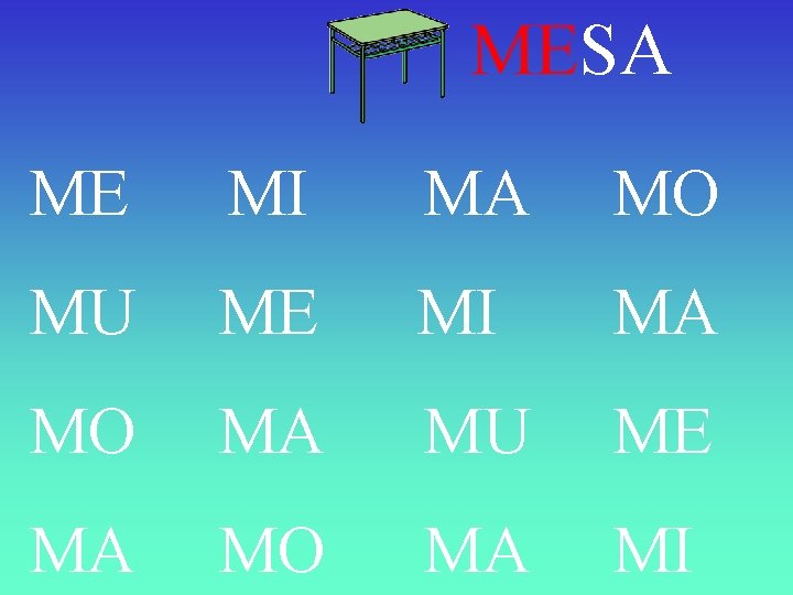 MESA ME MI MA MO MU ME MI MA MO MA MU ME MA