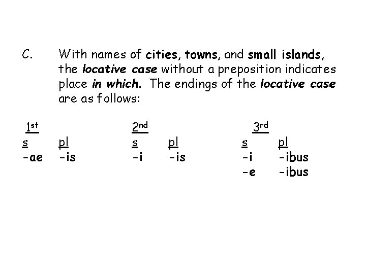 C. 1 st s -ae With names of cities, towns, and small islands, the