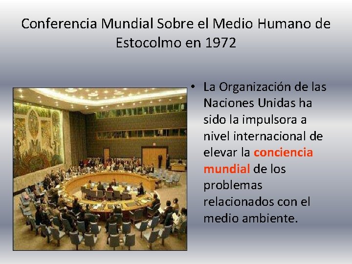 Conferencia Mundial Sobre el Medio Humano de Estocolmo en 1972 • La Organización de