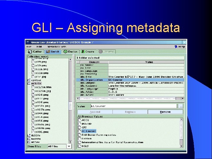 GLI – Assigning metadata 