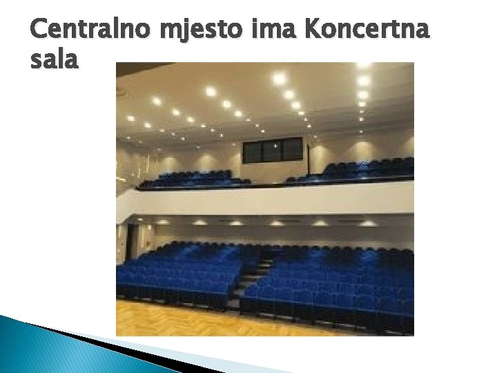 Centralno mjesto ima Koncertna sala 