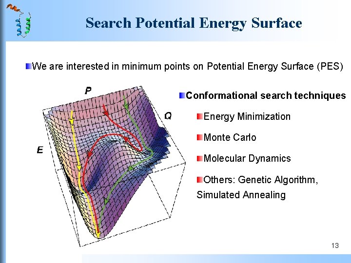 Search Potential Energy Surface We are interested in minimum points on Potential Energy Surface Search Potential Energy Surface We are interested in minimum points on Potential Energy Surface
