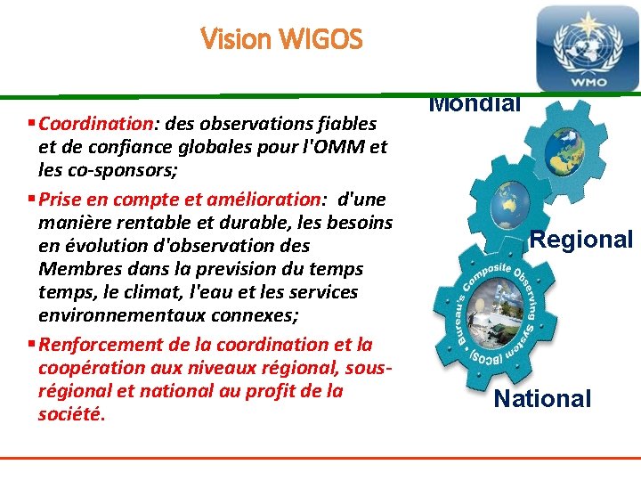 Vision WIGOS § Coordination: des observations fiables et de confiance globales pour l'OMM et