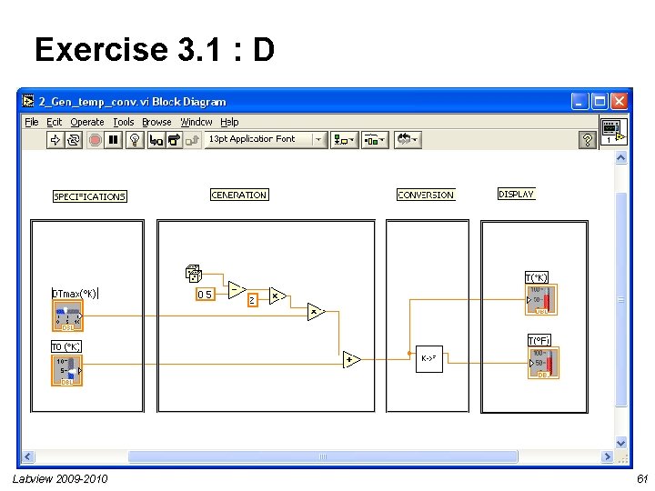Exercise 3. 1 : D Labview 2009 -2010 61 Exercise 3. 1 : D Labview 2009 -2010 61