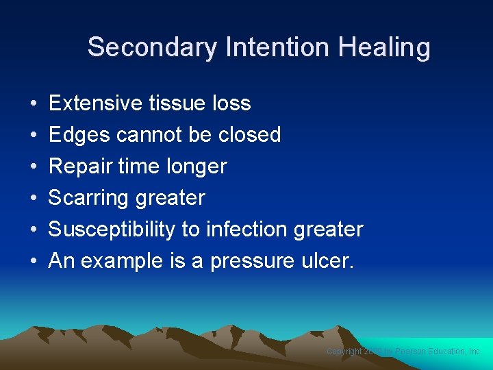 Secondary Intention Healing • • • Extensive tissue loss Edges cannot be closed Repair