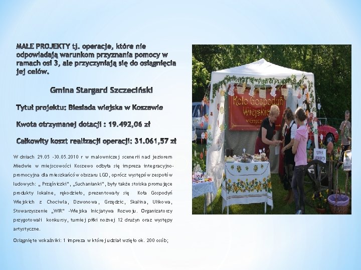 MAŁE PROJEKTY tj. operacje, które nie odpowiadają warunkom przyznania pomocy w ramach osi 3,
