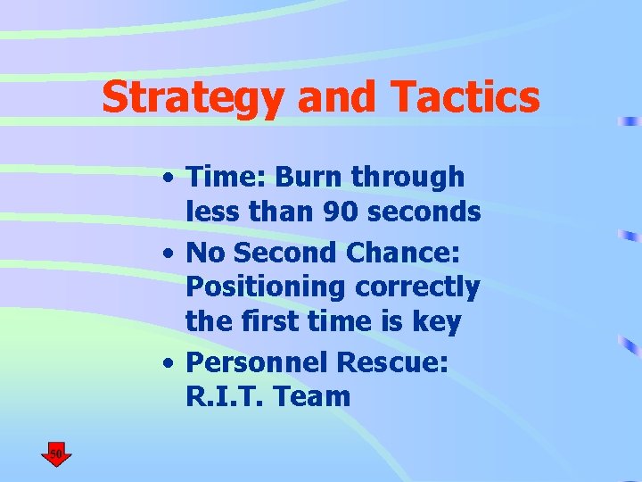 Strategy and Tactics • Time: Burn through less than 90 seconds • No Second