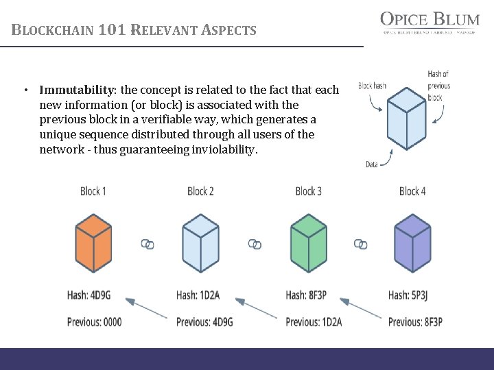 BLOCKCHAIN 101 -RELEVANT ASPECTS • Immutability: the concept is related to the fact that