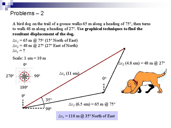 Problems – 2 A bird dog on the trail of a grouse walks 65