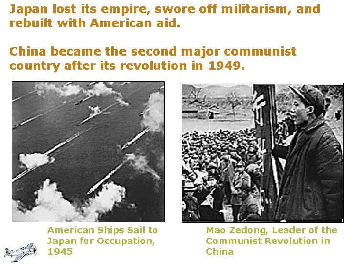 Japan lost its empire, swore off militarism, and rebuilt with American aid. China became