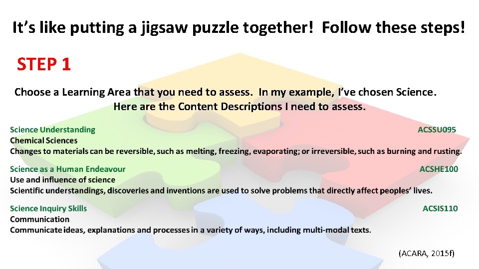 It’s like putting a jigsaw puzzle together! Follow these steps! STEP 1 Choose a