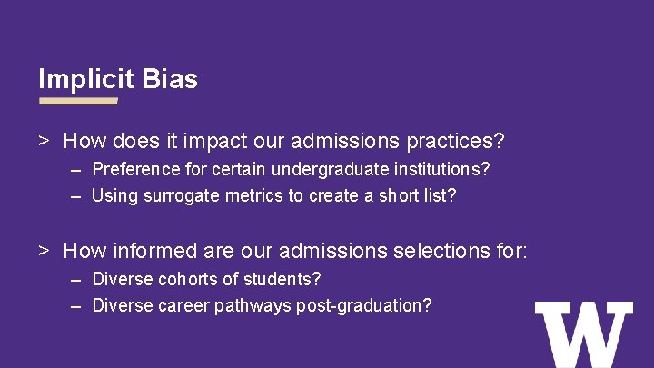 Implicit Bias > How does it impact our admissions practices? – Preference for certain