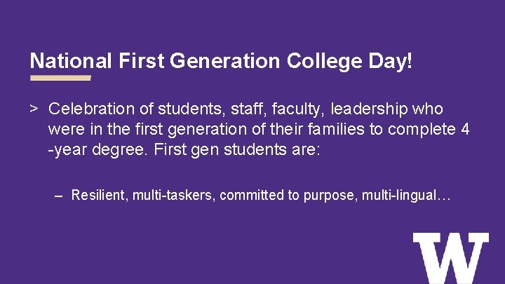 National First Generation College Day! > Celebration of students, staff, faculty, leadership who were