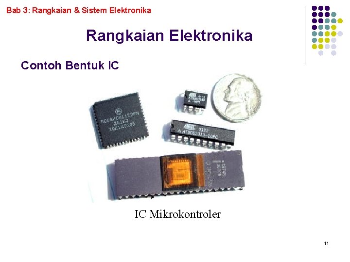 Bab 3: Rangkaian & Sistem Elektronika Rangkaian Elektronika Contoh Bentuk IC IC Mikrokontroler 11