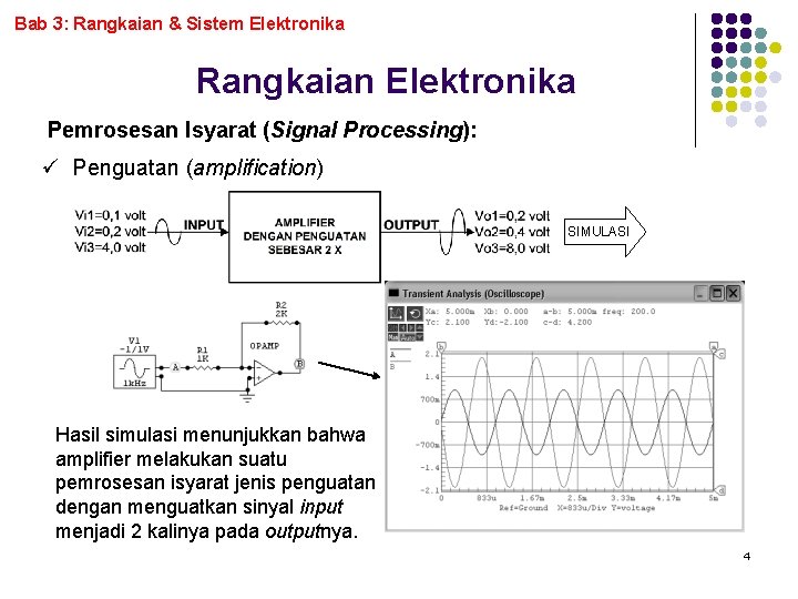 Bab 3: Rangkaian & Sistem Elektronika Rangkaian Elektronika Pemrosesan Isyarat (Signal Processing): ü Penguatan
