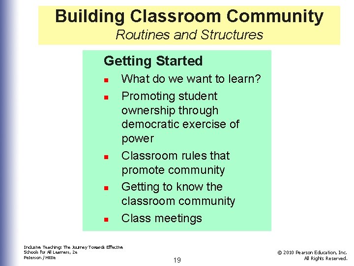 Building Classroom Community Routines and Structures Getting Started n n n What do we